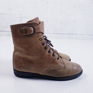 Vintage Eddie Bauer Women's Brown Leather Lace Up Buckle Ankle Hiking Boot 6